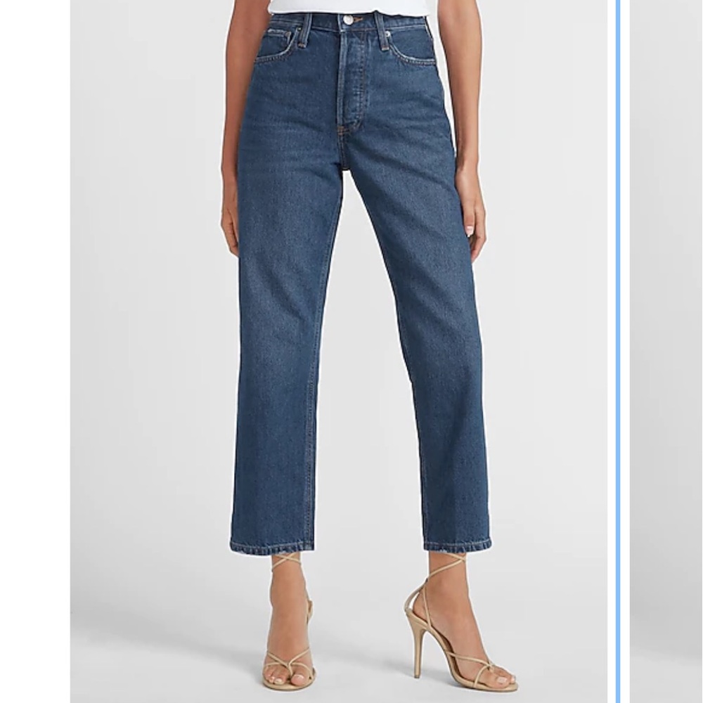 EXPRESS High Waisted Original Cropped Dad Jeans Size 8